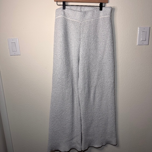 Aerie Wide Leg Sweatpants Size XL Gray Textured Lounge Pants Cozy Knit Comfort - Picture 1 of 6